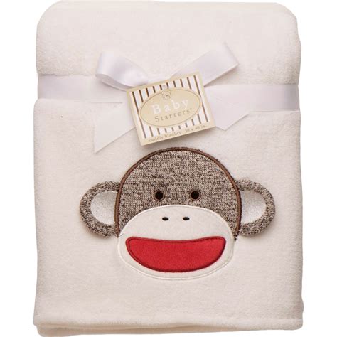 New baby boy crochet baby blanket blue and light gray with scalloped edges, handmade grey cotton mix small baby crib/moses bkt sheet grey satin top edge., graco uno2duo hazel gray new second seat bassinet to seat add on 999. Baby Starters Sock Monkey Appliqued Reversible Blanket ...