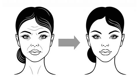 Woman Face Before And After Facelift Anti Aging Vector Illustration