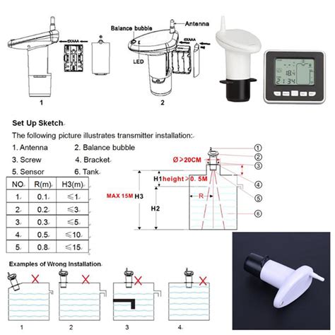 ts ft002 0 5m to 15m wireless ultrasonic tank liquid level meter temperature tester with water