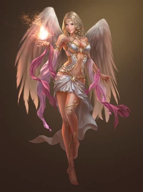 Artstation Baya Ochkaeva Fantasy Art Women Angel Warrior Fantasy Women