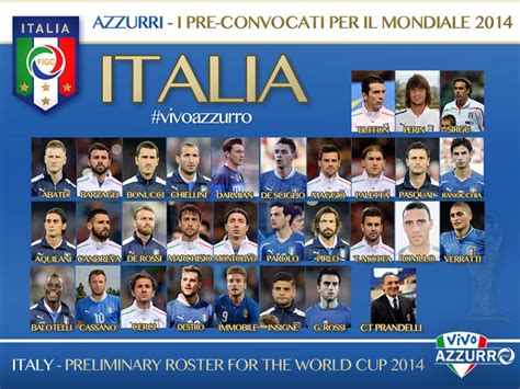 Idee chiare per roberto mancini, ma attenzione agli ultimi ballottaggi che potrebbe modificare la lista definitiva dei 26 azzurri. La lista dei convocati dell'Italia per i Mondiali 2014 ...