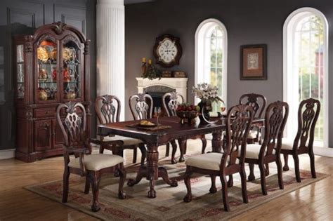 9 Piece Formal Dining Room Set In Cherry Wood Finish