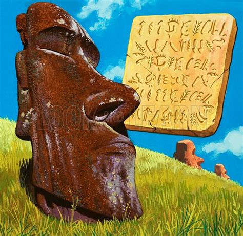 Discover the mysteries of easter island. The writing of Easter Island stock image | Look and Learn