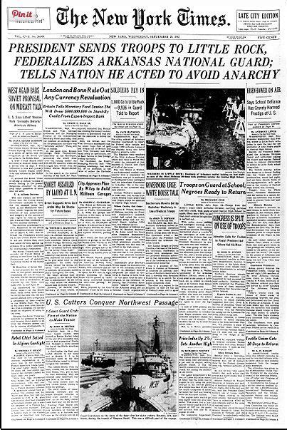 Front Page Of The New York Times From September 25 1957 Talking