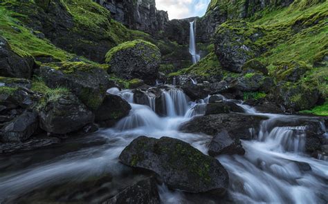 Iceland Snaefellsness Peninsula Waterfall After The Rain Rocks Green