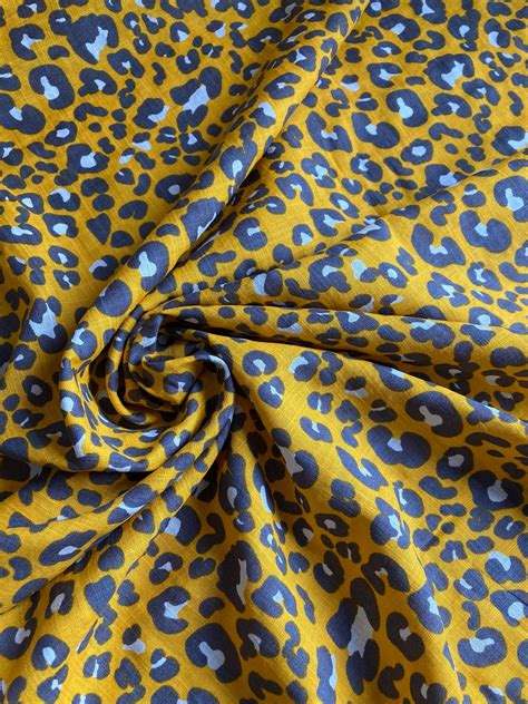 Linen Look Leopard Print Fabric By The Metre Fat Quarters Etsy