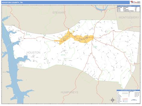 Houston County Tn Zip Code Wall Map Basic Style By Marketmaps