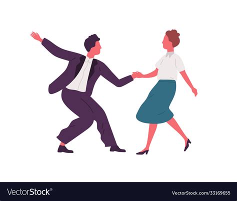 Pair Holding Hands And Dancing Lindy Hop Dance Vector Image