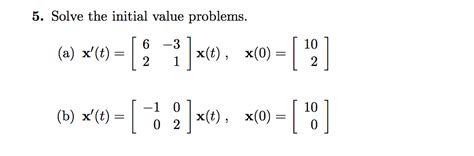 solved solve the initial value problems x t matrix t