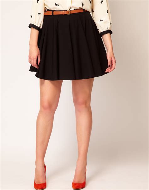 Asos Skater Skirt With Belt In Black Lyst