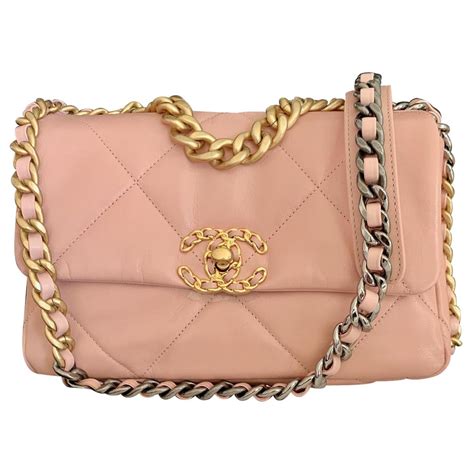 Chanel 19 Bag Small Blush Pink Goatskin 20p Leather Ref191088 Joli