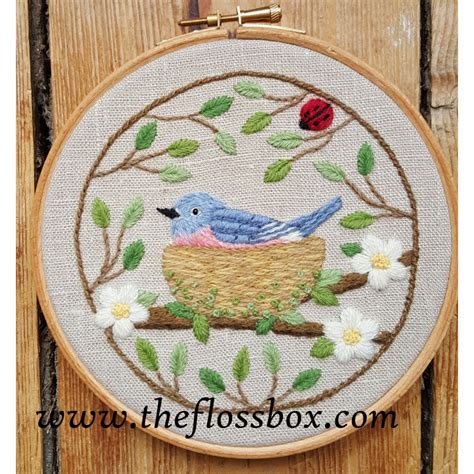 Nesting Bluebird Crewel Embroidery Kit The Floss Box