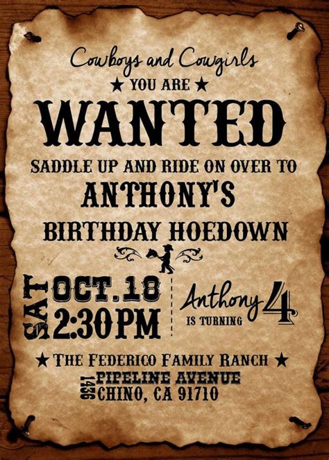 Western Theme Diy Printable Invitation By Brenskreations On Etsy Western Parties Party Invite