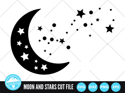 Moon And Stars Svg Celestial Svg Grafica Di Lddigital · Creative Fabrica