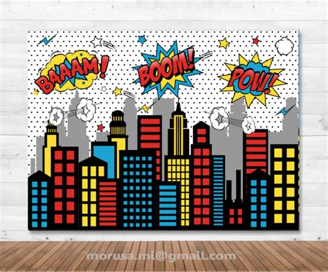 Superhero City Skyline City Buildings Comic Scene Etsy Artofit