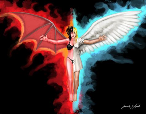 There are demons and angels in the world, however some demons and angels have babies together. Demon and Angel by arm01 on DeviantArt