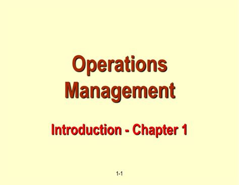Ppt Operations Management Introduction Chapter 1 Powerpoint