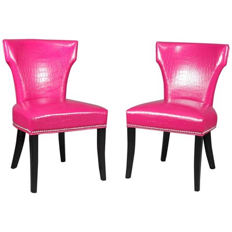 Items with rent status reduction. Pair of Contemporary Fuschia Alligator Skin Leatherette ...