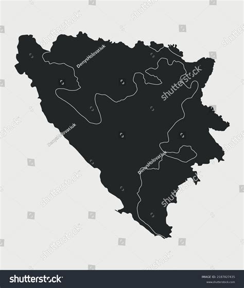 Bosnia And Hercegovina Map With Regions Isolated Royalty Free Stock