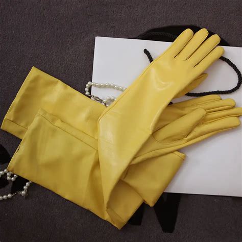 Custom Made Womens Long Gloves Really Patent Leather 65cm Double Lapel