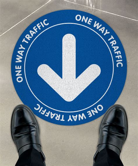 One Way Traffic Blue Floor Sign D6543 By