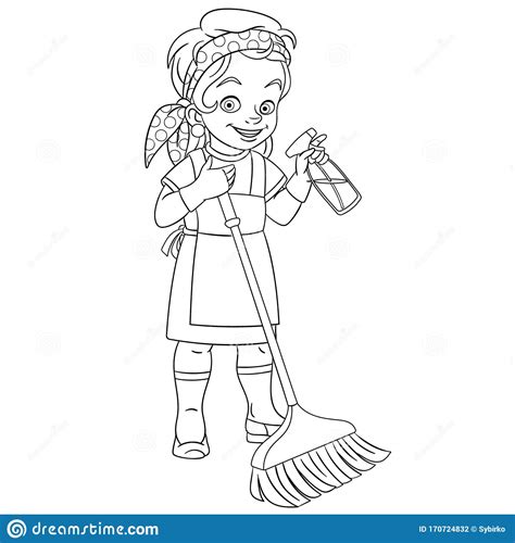 Boy And Girl Cleaning Living Room Cartoon Vector | CartoonDealer.com