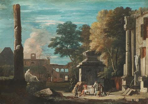 Venetian Capriccio With A Body Being Exhumed Painting By Marco Ricci