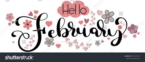 Hello February Vector February Month Flowers Stock Vector Royalty Free