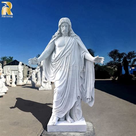 Outdoor Hand Carved Life Size Pure White Marble Religious Jesus Statue