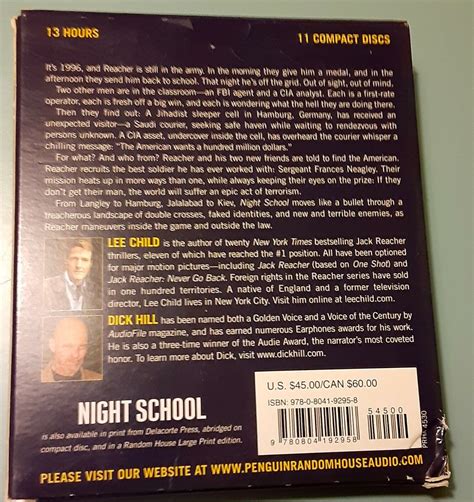 Jack Reacher Night School By Lee Child 2016 Audio Cd Unabridged Vg