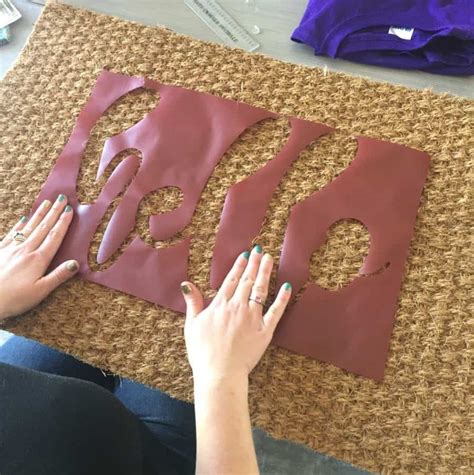 How To Stencil And Paint A Door Mat A Girl And A Glue Gun