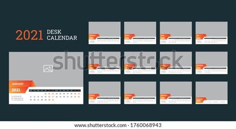 Calendar 2021 Year Deskl Calendar Planner Stock Vector Royalty Free