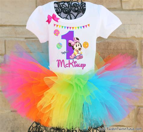 Rainbow Minnie Mouse Birthday Tutu Outfit Twistin Twirlin Tutus