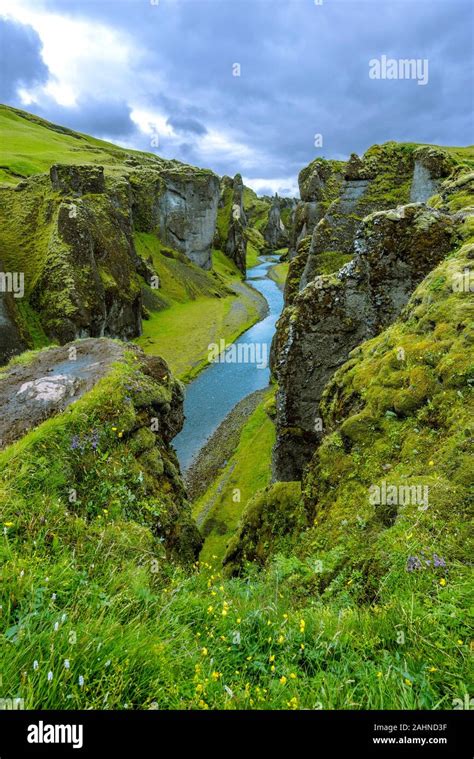 View Of Fjadrargljufur Canyon Towards The Upstream Of Fjadra River