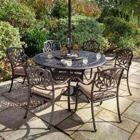 2020 Hartman Amalfi 6 Seat Round Outdoor Dining Table Set