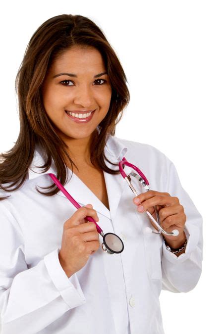 Friendly Female Doctor Smiling Isolated Over White Freestock Photos