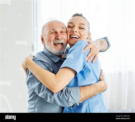 Nurse Doctor Senior Care Hug Hugging Bonding Embracing Friend Patient Health Help Assistence