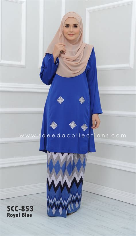 Baju Kurung Pahang Raya 2016 Cenderwasih Royal Blue B Saeeda Collections