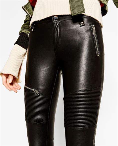 image 4 of faux leather biker trousers from zara faux leather biker jacket leather leggings