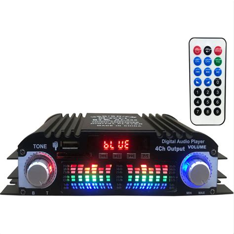 12V Car Mini HIFI Digital Bluetooth Audio Power Amplifier Four Channel
