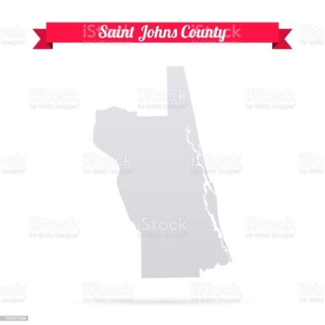 Saint Johns County Florida Map On White Background With Red Banner