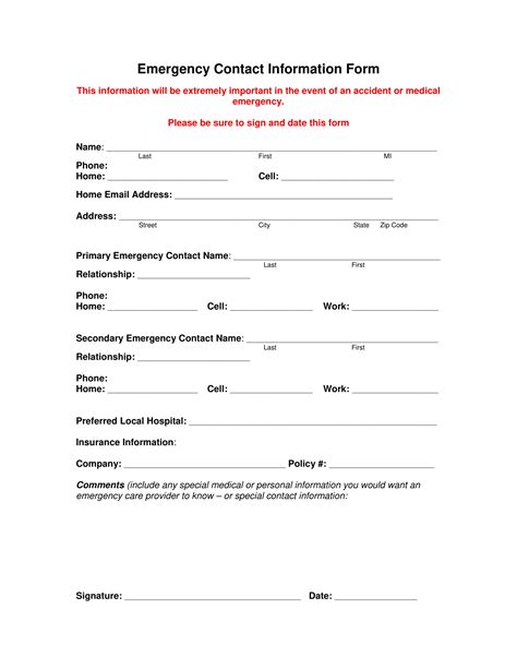 Emergency Information Form 10 Examples Format Pdf Examples