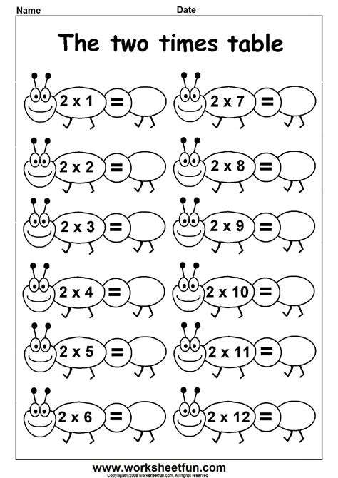 Multiplication Times Tables Worksheets 2 3 4 5 6 And 7 Times Tables