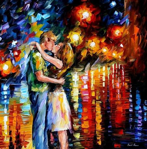 Last Kiss 2 Palette Knife Oil Painting On Canvas By Leonid Afremov By Leonid Afremov Oil