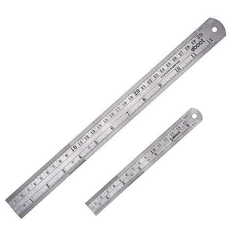 Eboot Stainless Steel Ruler 12 Inch 6 Inch Metal Rule Kit With