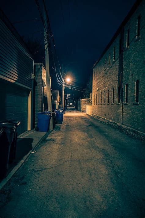 Dark Urban City Alley At Night Stock Photo Image Of Alleyway Gritty