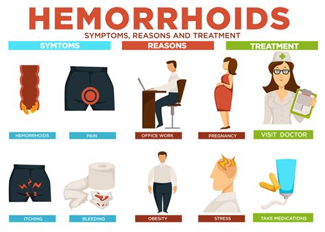 Hemorrhoids Symptoms Reasons And Treatment Poster Vector Blogmamma It
