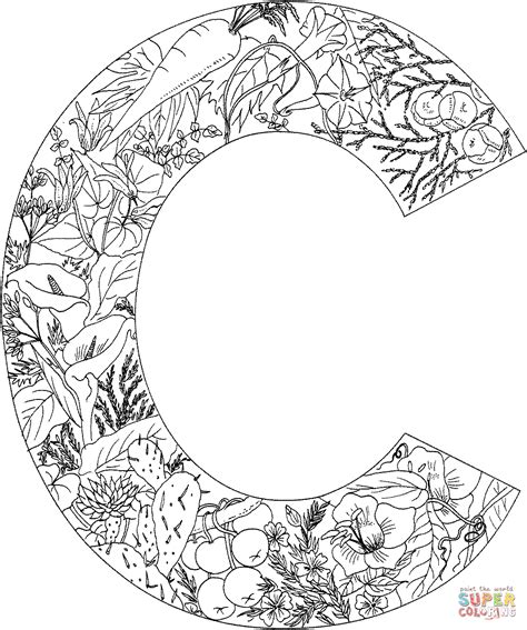 Zentangle Coloring Pages Letter C