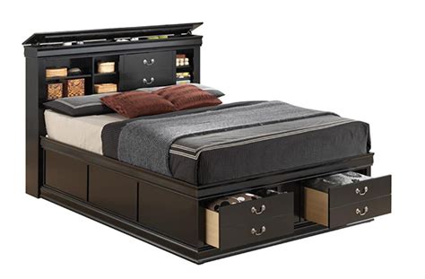 Peyton upholstered platform storage bed, grey, queen. Louis Philippe Queen Storage Platform Bed in Black ...