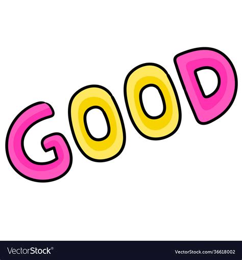 Bold Colored Font Text Good Word Doodle Icon Image
